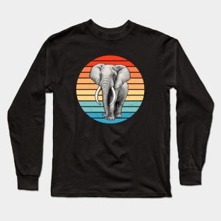 African Elephant Vintage Sunset Long Sleeve T-Shirt